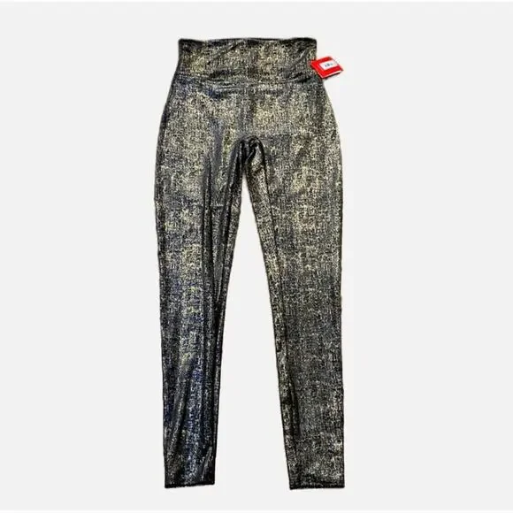 NWT Spanx Velvet Shine Legging - Black & Good Metallic Soft Medium Shaping - Picture 3 of 4